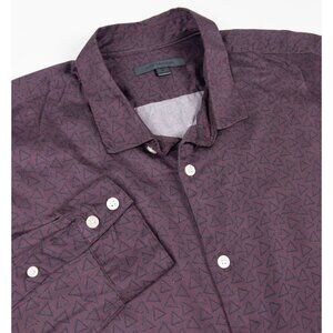 John Varvatos Collection Modal Shirt Men's Medium Geometric Purple Button-Up